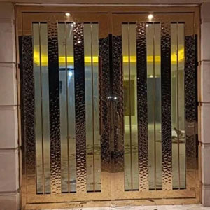 درب استیل طلایی دولنگه کد F004