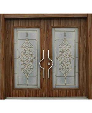 درب لابی شیشه ای چوبی کد 220