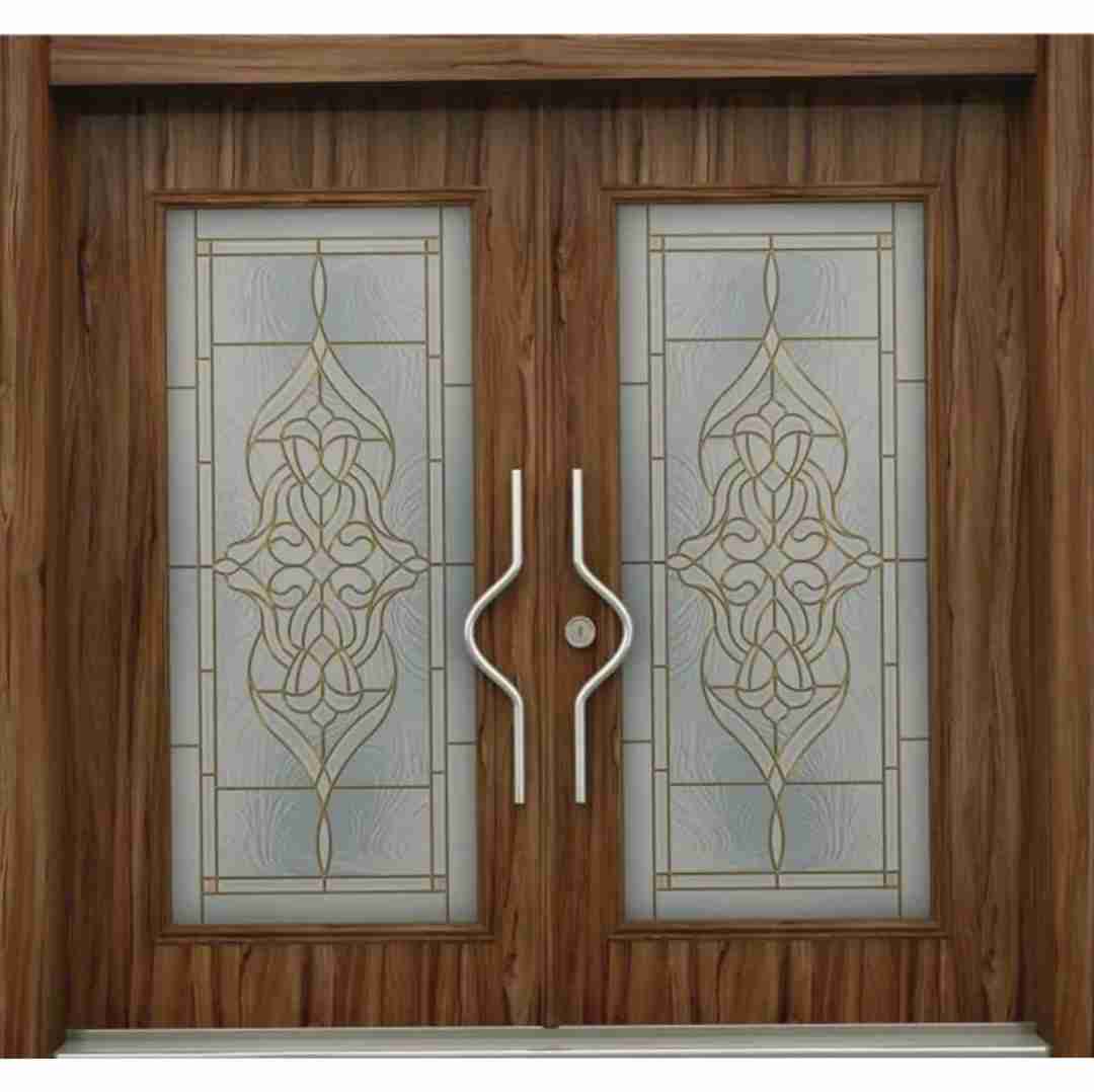 درب لابی شیشه ای چوبی کد 220